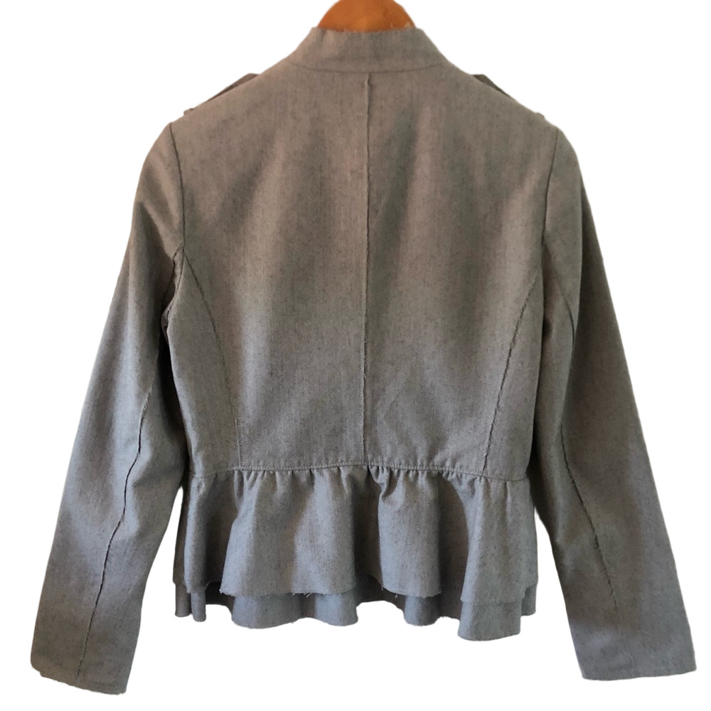 Banana Republic Peplum Military Blazer Gray Wool and Cotton Blend Women's Size 8 - Picture 12 of 16